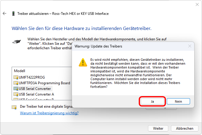 Warnung bestätigen