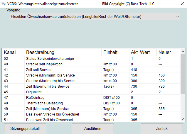 Screenshot: Servicerückstellung